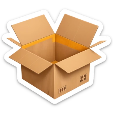 open cardboard box  sticker