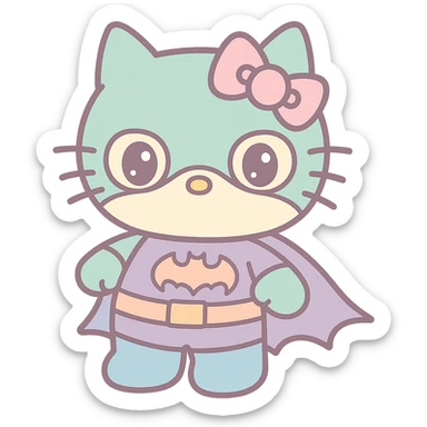 hello kitty dressed as batman, cute and fun sticker