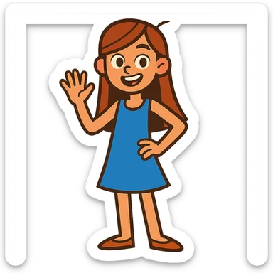 teen girl in a blue dress sticker
