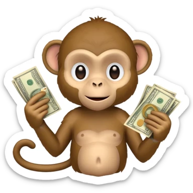 monkey holding money sticker