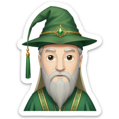 albus dumbledore from harry potter with green tassel hat and decorative motifs sticker