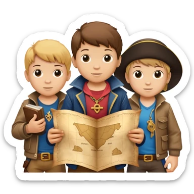 kids from goonies holding a treasure map sticker