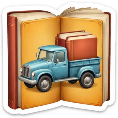 a book with a truck on the cover sticker