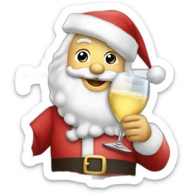 santa claus with laptop and champagne glas sticker