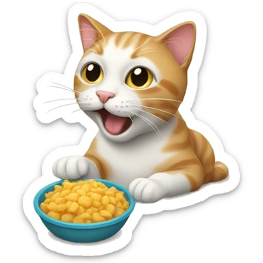 Cat eating food sticker