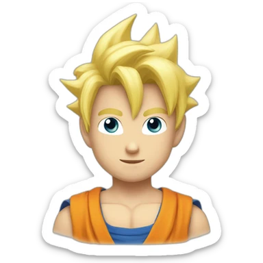 young san goku with short blond hair and blue eyes sticker