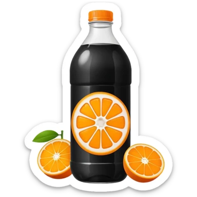 Create a drink in a plastic bottle with a black liquid named Kofola and orange sticker