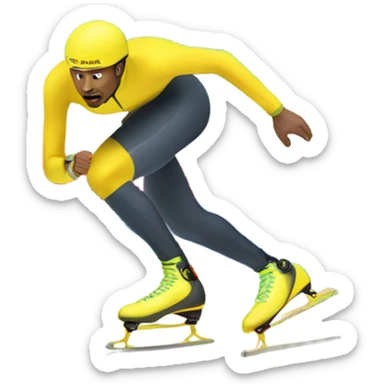 Man speed skating in yellow clothes  sticker