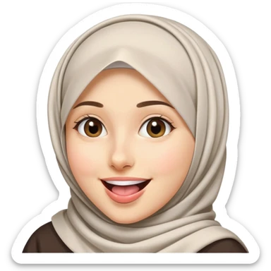 nữ, 15 tuổi, đội khăn hijab, tongue out, cười tươi sticker