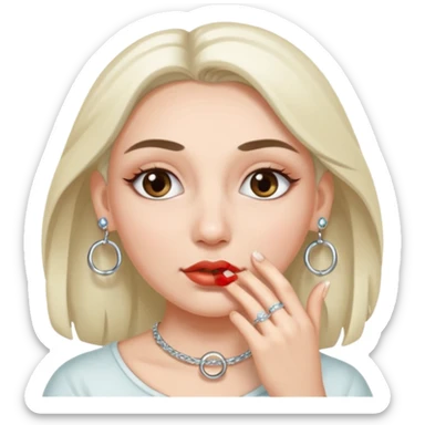 A woman with a ring on the eyebrow and ring on the lower lip. sticker