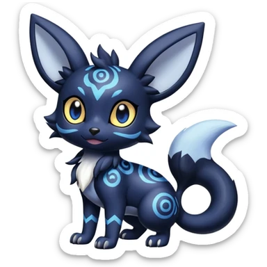 Shiny Cute Adorable Umbreon-Litten-Noibat-Meowstic-Hybrid-Creature with pattern-markings sticker