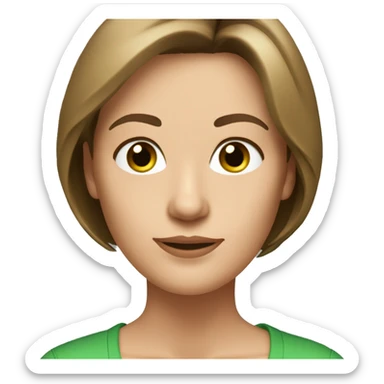 pretty middle age woman with kelly green eyes and shoulder length straight brown hair casual sticker