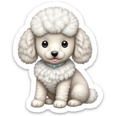 Perro french poodle mini blanco con Alas sticker