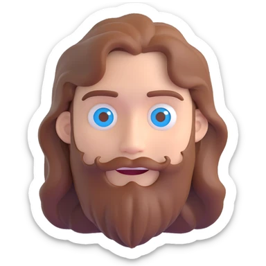 A 3D emoji of a man with blue eyes, brown hair, wavy and long hair, and white skin. sticker