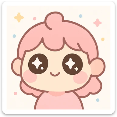 kawaii style, pretty, pink, big eyes, cute lips, playful expression sticker