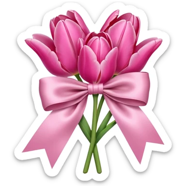 Pink tulips with a bow sticker