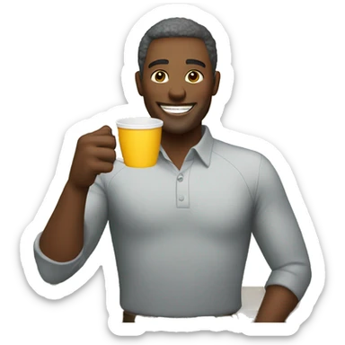 smiling man with cup outdoors sticker