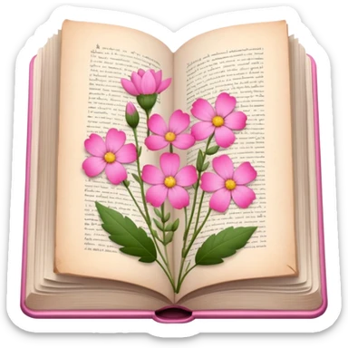 herbarium book with pink and flowers in each page  sticker
