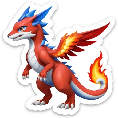 Gabite-Veemon-ExVeemon-Digimon-Latias-Peppercat-Pokémon-Flamedramon-fusion-animal-hybrid-creature, Full body  sticker