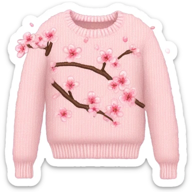 Knit sweater with cherry blossom glittery design sticker