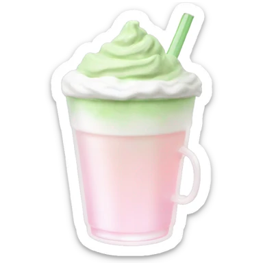 Clear tumblr cup with light pink drink, matcha foam, and whip cream on top sticker