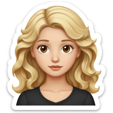 A blond girl with wavy hair and brown eyes  sticker