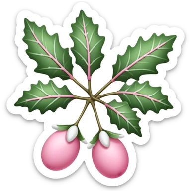 pink mistle toe with white leaves sticker