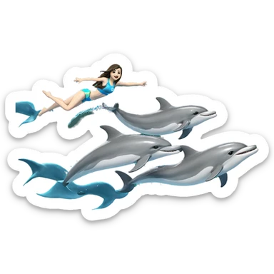 smiling girl swimming with dolphin sticker