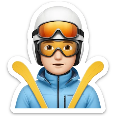 Man skiing, White helmet, Ski,Background Matterhorn sticker