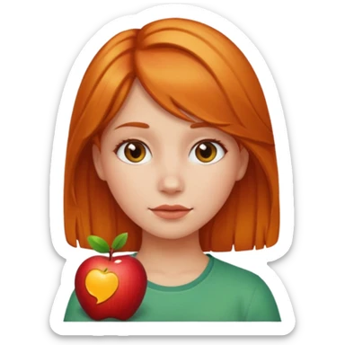 can you make an apple emoji of a girl who has amber hair sticker