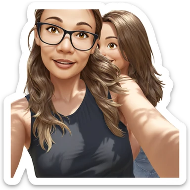 smiling girls in dappled sunlight sticker