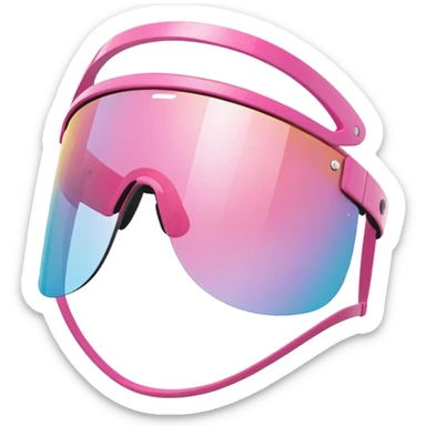 sporty pink shield visor sunglasses with thick frame, one-piece lens sticker
