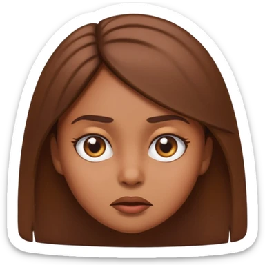 brown-skinned girl emoji with expressive rolling eyes, annoyed look, head tilt, clear and simple cartoon style sticker