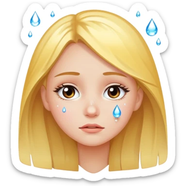 girl with one drop of tear and sparkle around her sticker