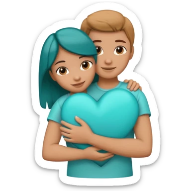 teal heart in an arm hug sticker