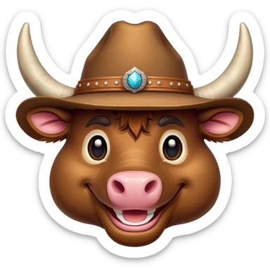 friendly anthropomorphised bull head sticker