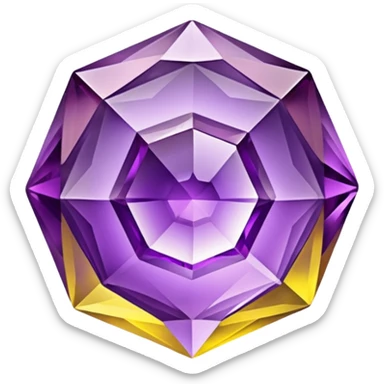 chatoyant gemstone crystal layered colors purple and yellow 3d png background sticker