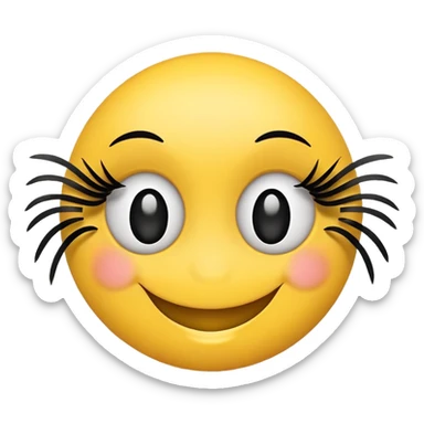 Smiley face with false lashes sticker