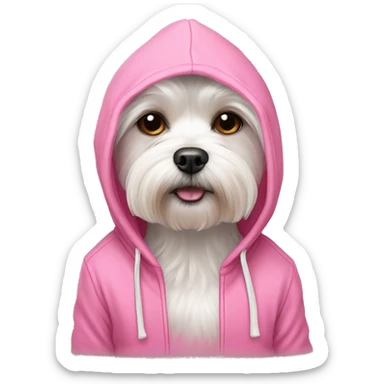 Maltese dog with pink hoodie sticker