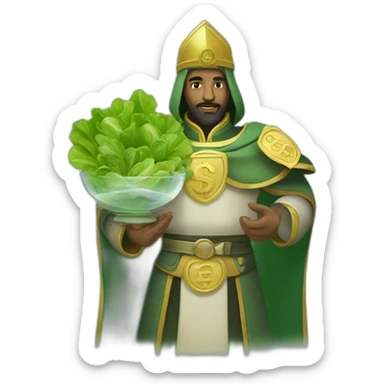 Saladin with green salad and money in his hands sticker