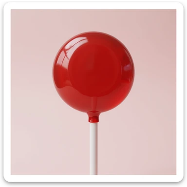 realistic round red lollipop, photorealistic style, shiny surface sticker