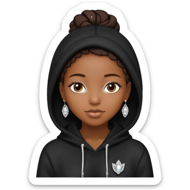 Black hoodie with  rinestones black girl sticker
