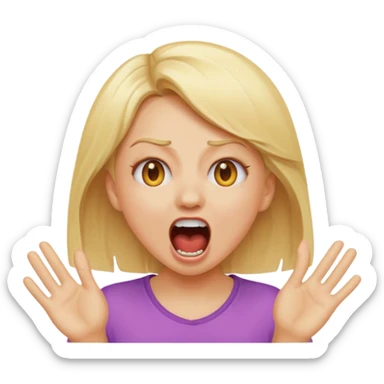 blonde girl screaming, emoji style sticker