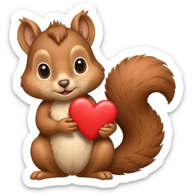 squirrel holding a heart sticker