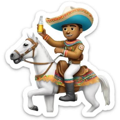 Mexican Astronout with a Corona Beer and a Mexican Sombrero riding a mexican horse  sticker