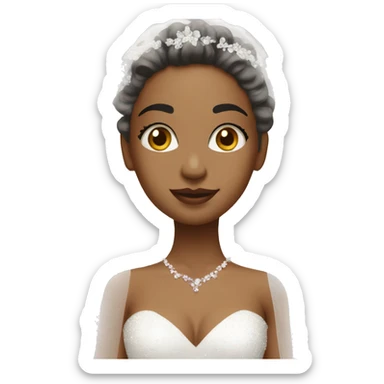 Beautiful girl in huge sparkling white wedding dress with pink stains on it  sticker