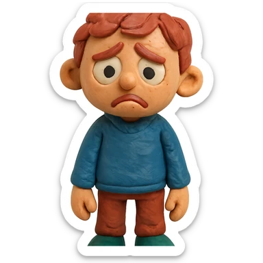 claymation style niño triste, plastilina sticker