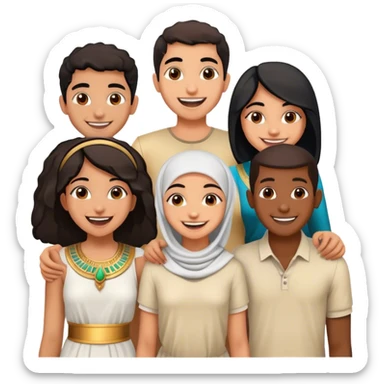 5 bestfriends, 1 south Asian girl, 1 Egyptian boy, 1 iranian girl, 1 moroccan boy , 1 black boy sticker