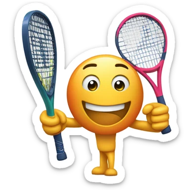 arm muscle emoji with a padel racket in his hand. sticker
