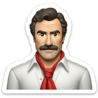 tom selleck with red handkerchief over the forefront sticker